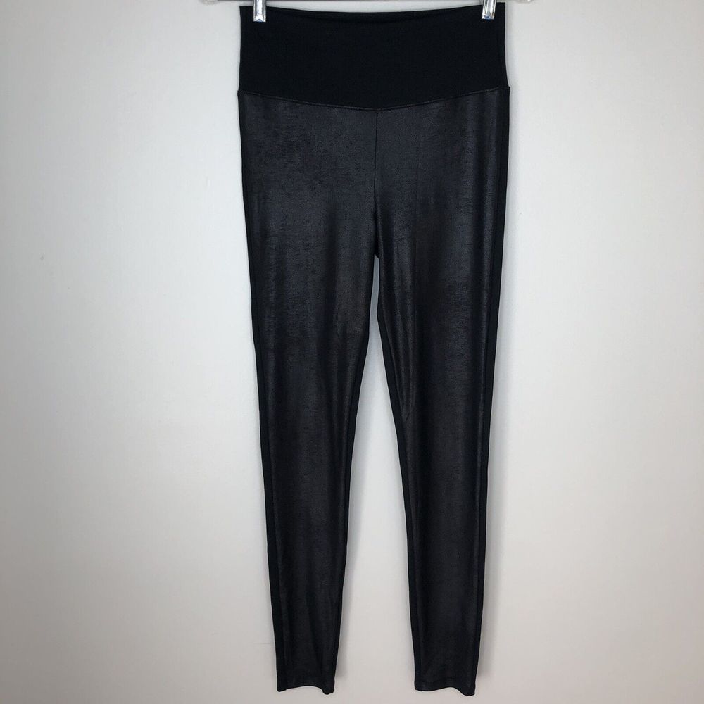 Spanx Assests Women's Medium Black Shimmer Front Ankle Leggings - Picture 2 of 4